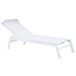 Beliani Tuinligstoel CATANIA - Wit Aluminium, Textiel