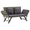 VidaXL Tuinbank Met Kussens 176 Cm Poly Rattan Grijs