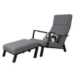 VDG Costa Relaxstoel + Hocker - Sunbrella - Light Grey