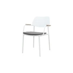 GreenChair Courage Dining Chair - Teak Armleuning - White