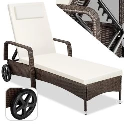 Tectake - Wicker Ligbed – Oudbruin - Afmetingen 200 X 70 X 33 Cm