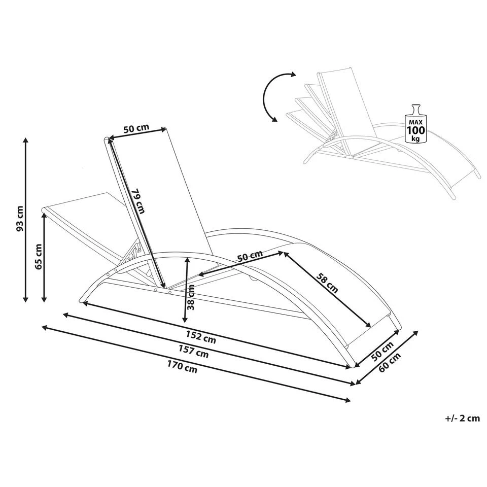 Beliani Tuinligstoel GAETA - Beige Staal, Textiel - Afbeelding 3
