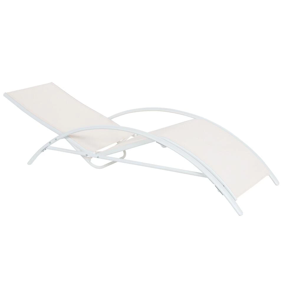 Beliani Tuinligstoel GAETA - Beige Staal, Textiel - Afbeelding 4