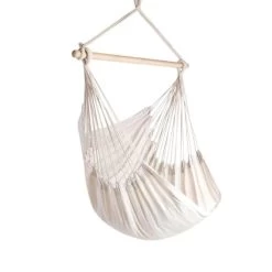 QUVIO Hangmat Zittend Van Katoen Met Spreidstok 130x100 Cm - Wit