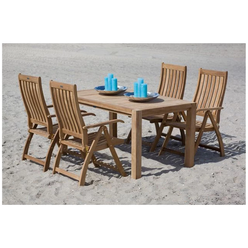 Exotan Verstelbare Tuinstoel Comfort - Teak - Naturel - 109x74x58 - Afbeelding 2