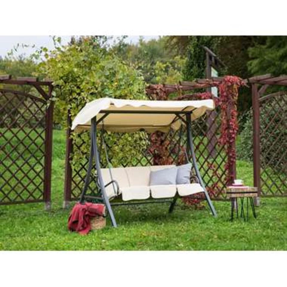 Beliani Schommelbank GARBO - Beige Polyester - Afbeelding 2