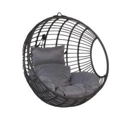 Beliani Hangstoel ASPIO - Zwart Pe Rotan