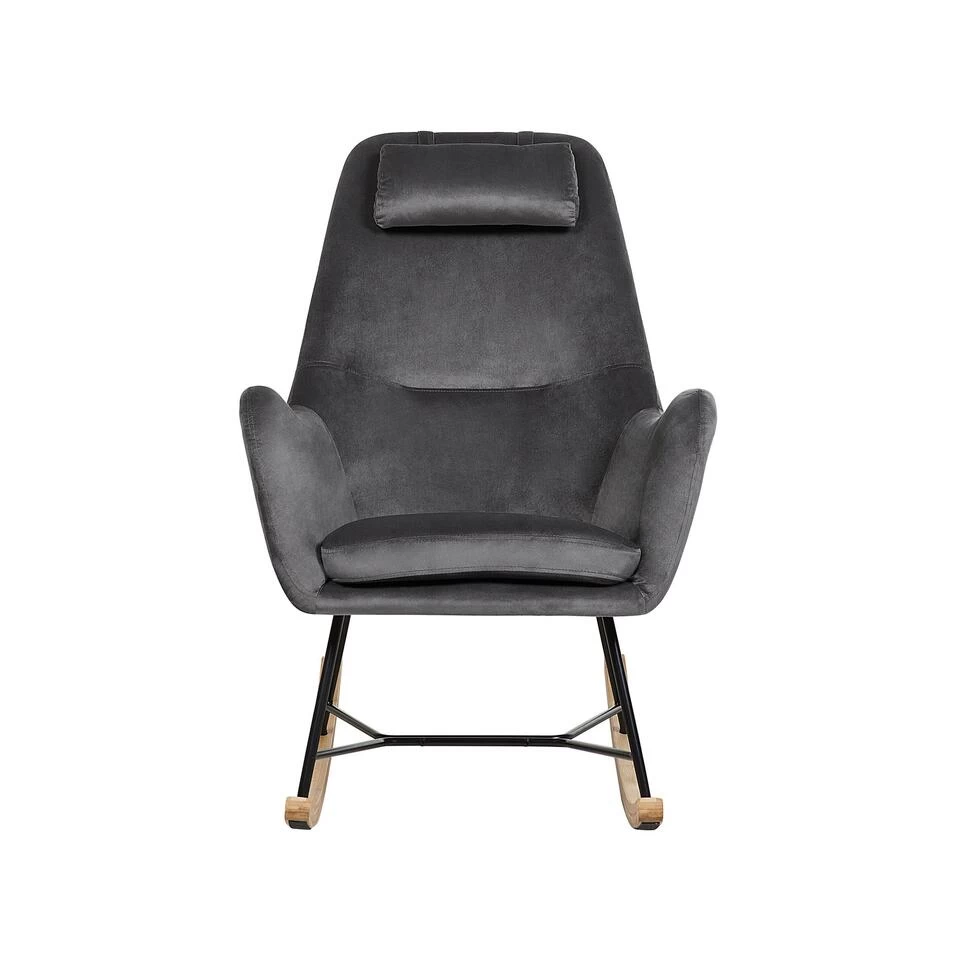 Beliani Schommelstoel ARRIE - Grijs Fluweel - Afbeelding 4