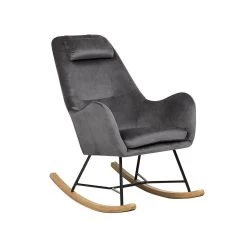 Beliani Schommelstoel ARRIE - Grijs Fluweel