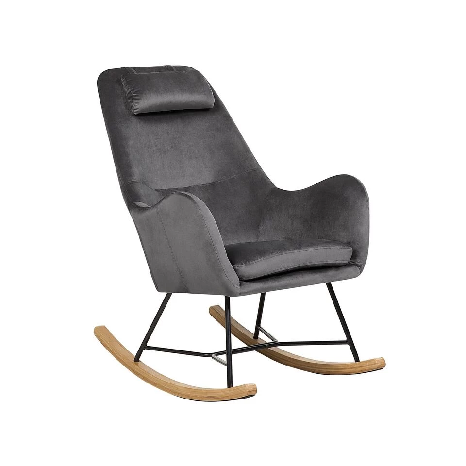 Beliani Schommelstoel ARRIE - Grijs Fluweel
