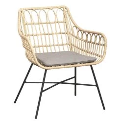 Le Sud Loungestoel Grimaud - Zwart/naturel - 82x70x67 Cm