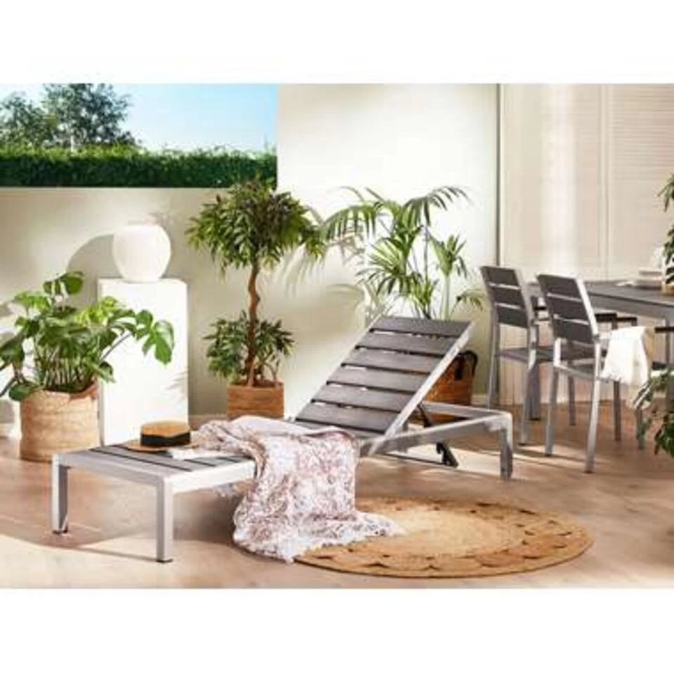 Beliani Tuinligstoel NARDO - Grijs Kunsthout, Aluminium - Afbeelding 3