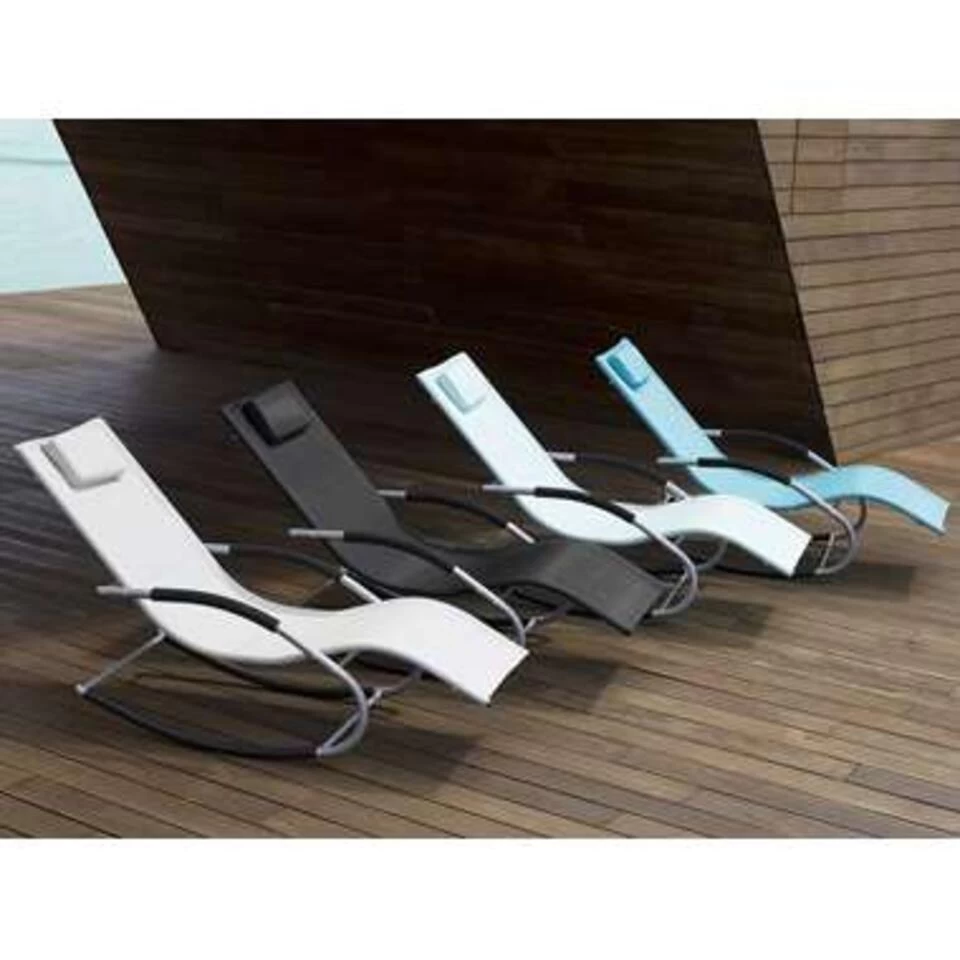 Beliani Tuinligstoel CARANO - Groen Staal, Textiel - Afbeelding 2